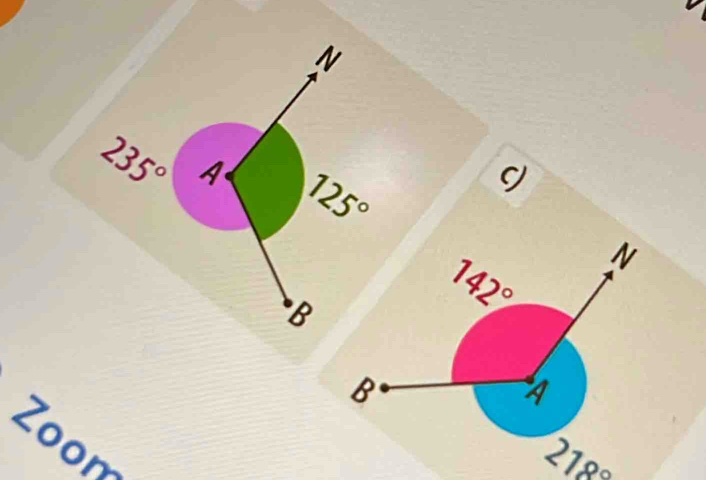 N
235° A 125°
c)
B
142° N 
B 
A 
6 oon
2183