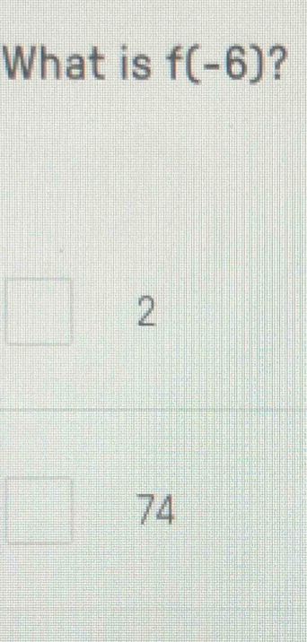 What is f(-6) ?
2
74