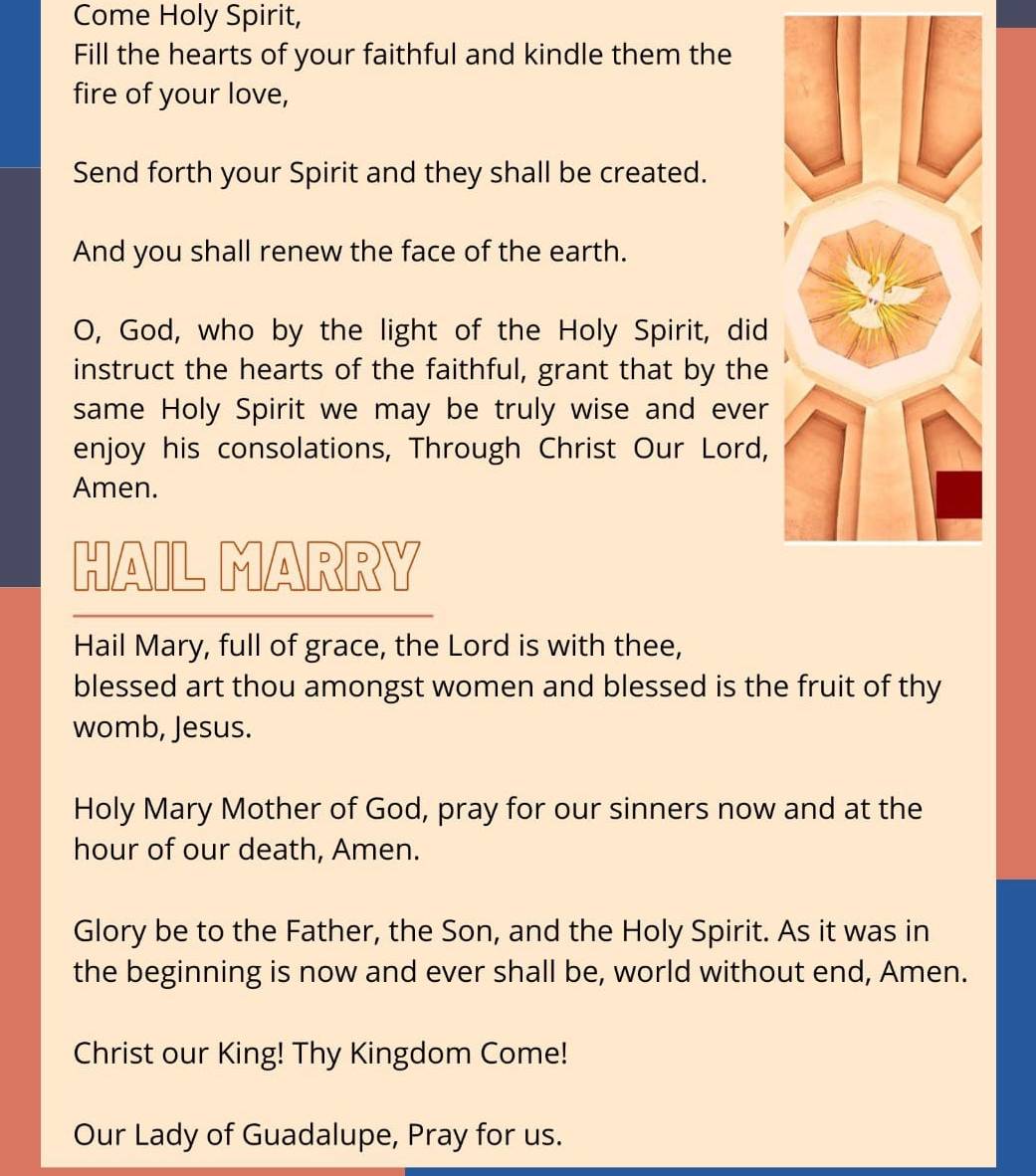 Resuelto:Come Holy Spirit, Fill the hearts of your faithful and kindle ...