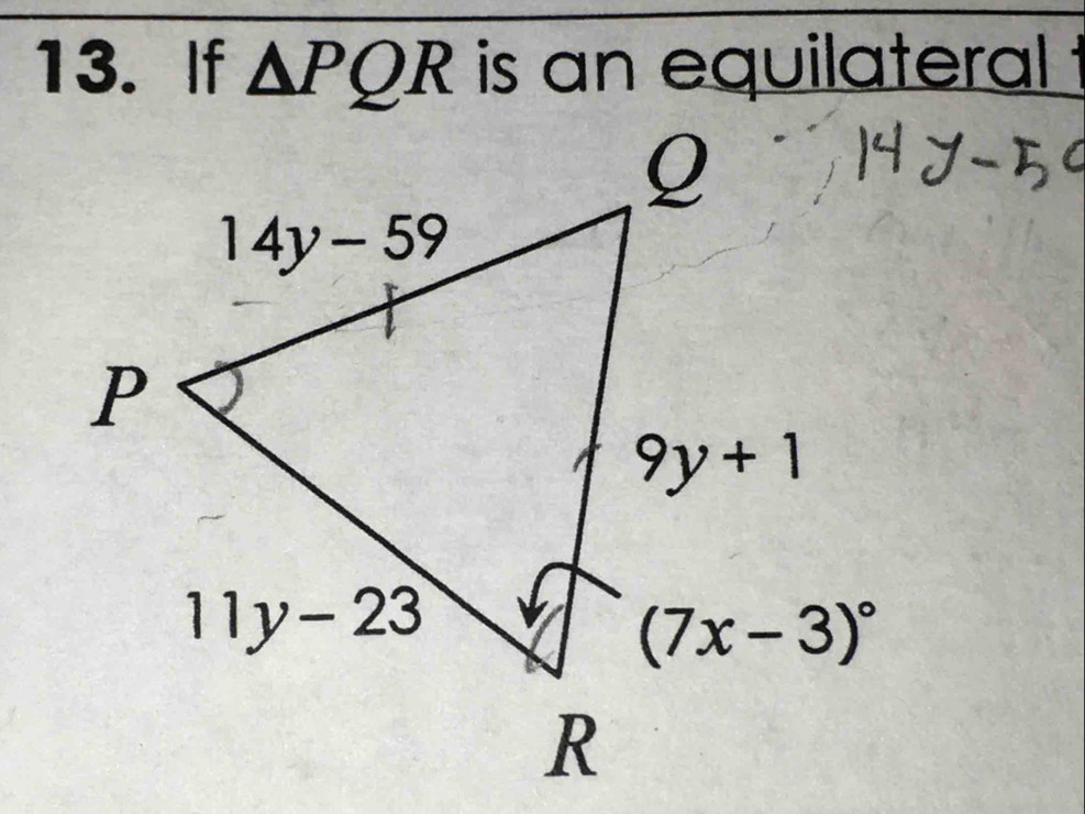 If △ PQR is an equilateral !