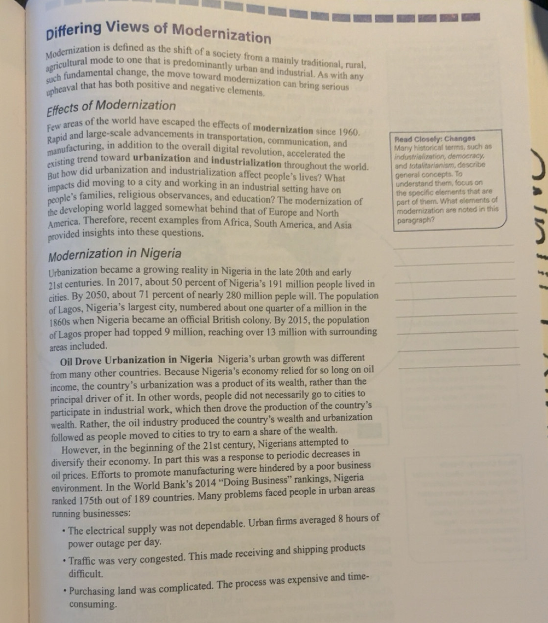 Solved: Differing Views of Modernization Modernization is defined as ...
