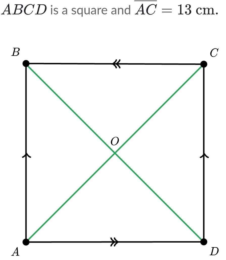 ABCD is a square and overline AC=13cm.