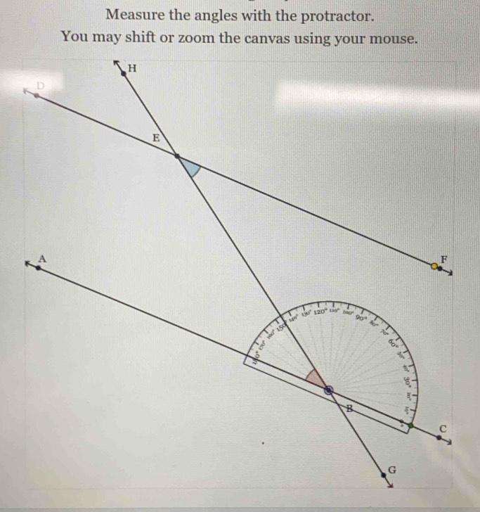 Measure the angles with the protractor.