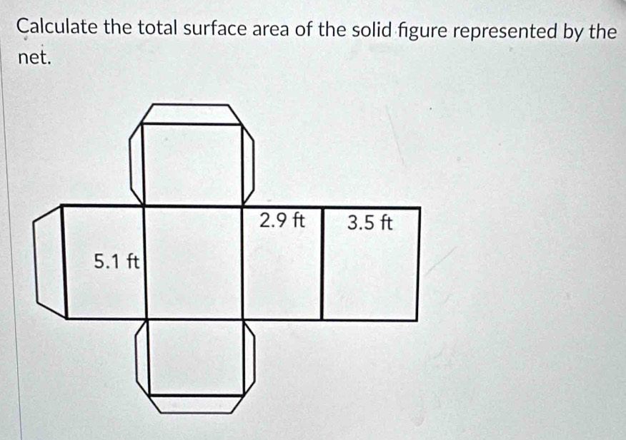 Calculate the total surface area of the solid figure represented by the 
net.