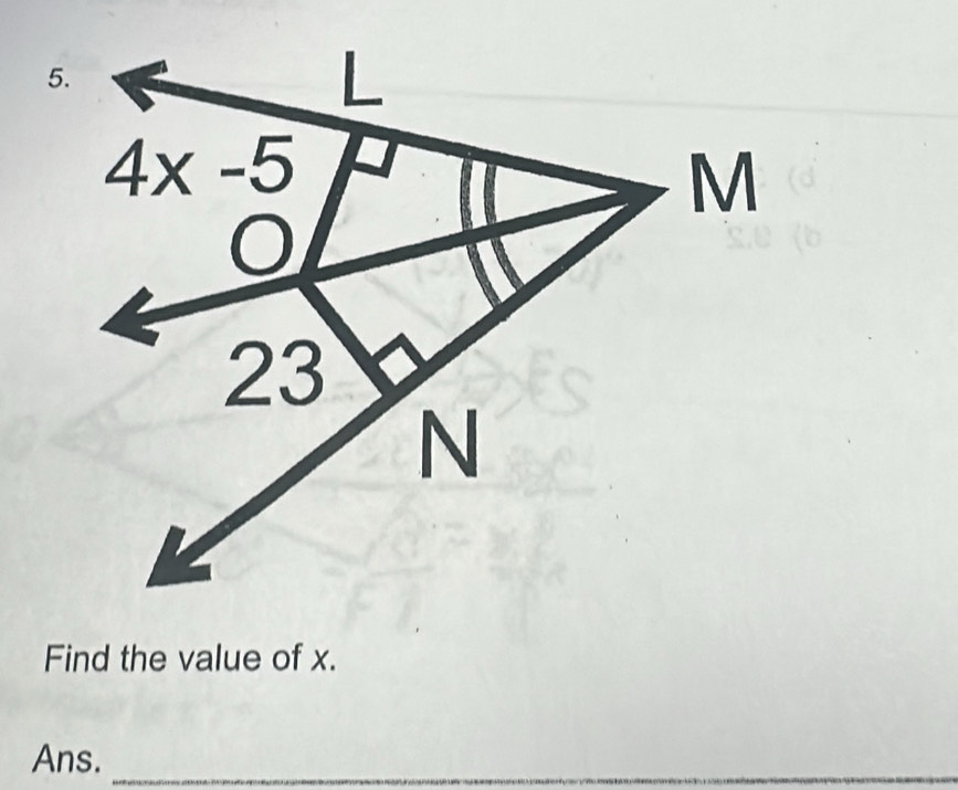 Find the value of x.
Ans._