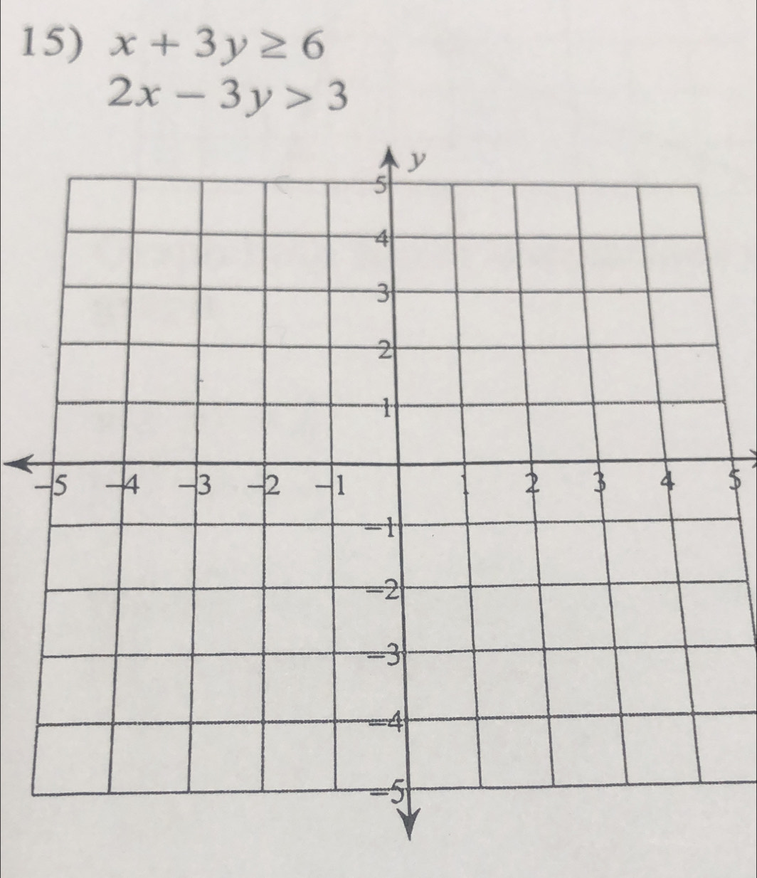 x+3y≥ 6
2x-3y>3
5