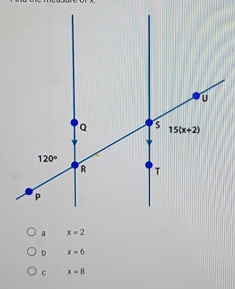 x=2
b x=6
C x=8