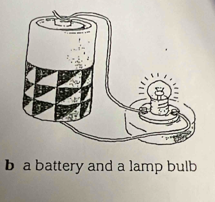 a battery and a lamp bulb