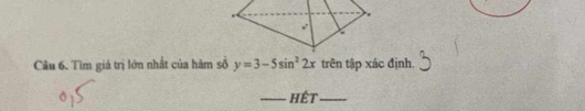 Tìm giá trị lớn nhất của hàm số y=3-5sin^22x trên tập xác định. 
_hét_