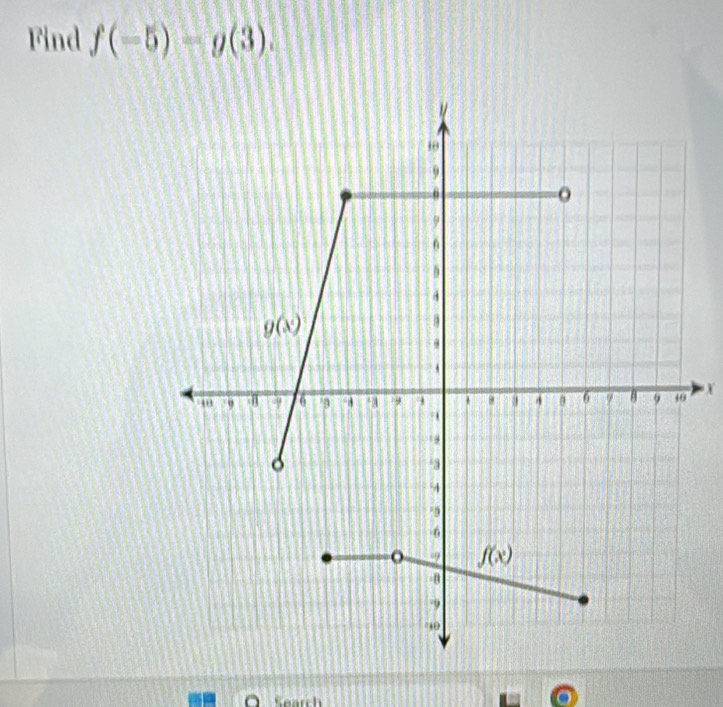 Find f(-5)-g(3).
X
a  earch