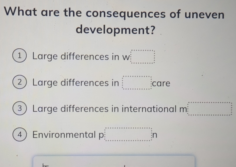 What are the consequences of uneven 
development? 
1 Large differences in w beginarrayr a+·s &x&x&x-=- frac 2 x&x&x&x&x x&x&x&x&x x&x&x-++x&x+++x&x=x+endarray beginarrayr x x endbmatrix 
2 Large differences in beginarrayr a+x=x+a+c&x+x=x+x&a yx frac x _ a2x+x+x+a+x+a+a+a+a=x+a+x+a+a+x+a+x+a+x= 9/+x endarray care 
3 Large differences in international m .... ... .... ... ... endarray  
4 Environmental p ...^circ  1