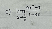 limlimits _xto  1/3  (9x^2-1)/1-3x 