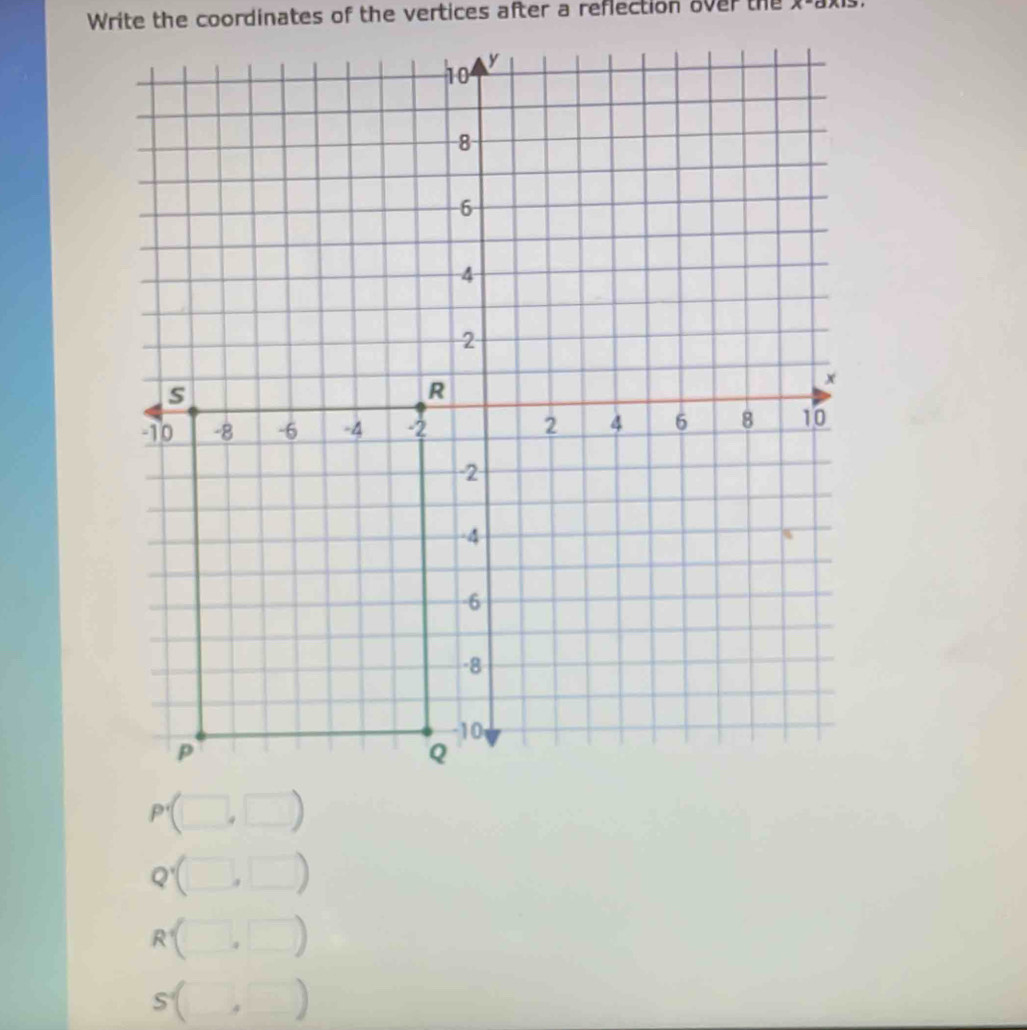 Solved: Write the coordinates of the vertices after a reflection over ...
