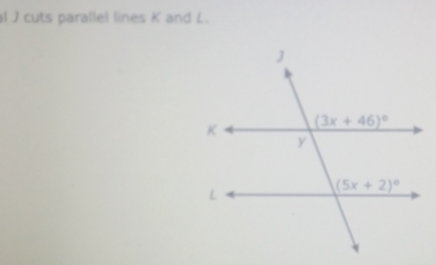 al J cuts parallel lines K and L.