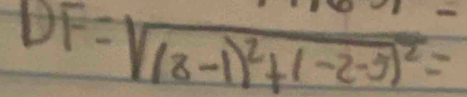 DF=sqrt((8-1)^2)+(-2-5)^2=