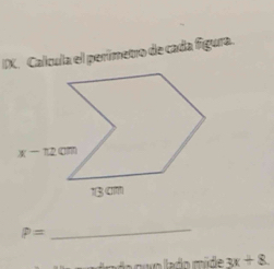 IIX. Calcula el perímetro de cada figura.
P=
_
3x+8