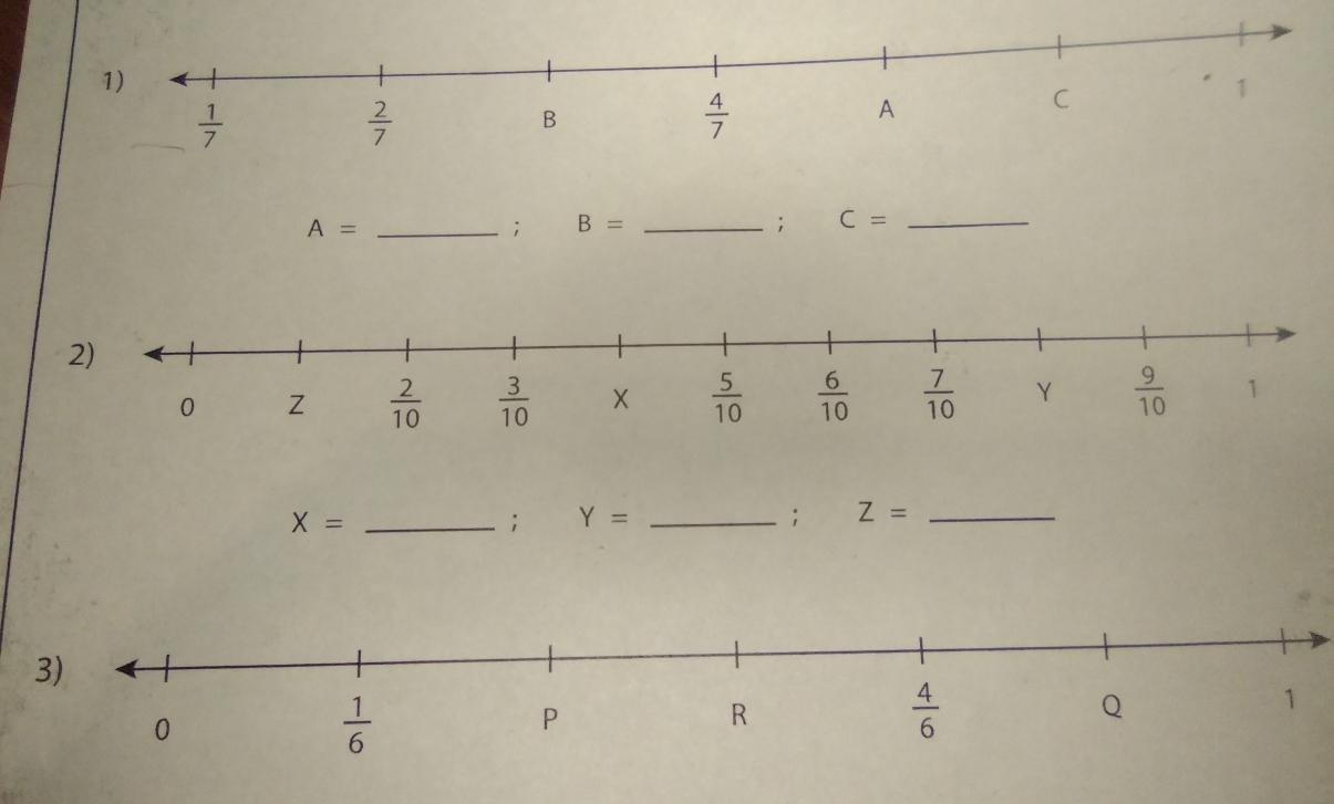 1
 1/7 
 2/7 
B
 4/7 
A
C
2)
_ X=
； Y= _
； Z= _
3