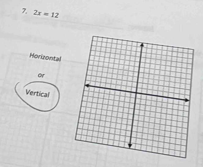 2x=12
Horizontal
or
Vertical