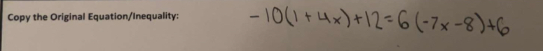 Copy the Original Equation/Inequality: