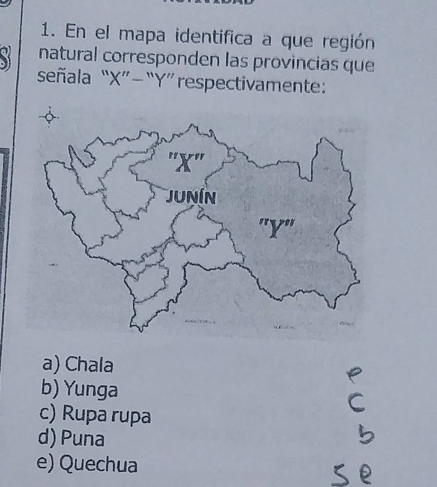 Resuelto:En el mapa identifica a que región natural corresponden las ...