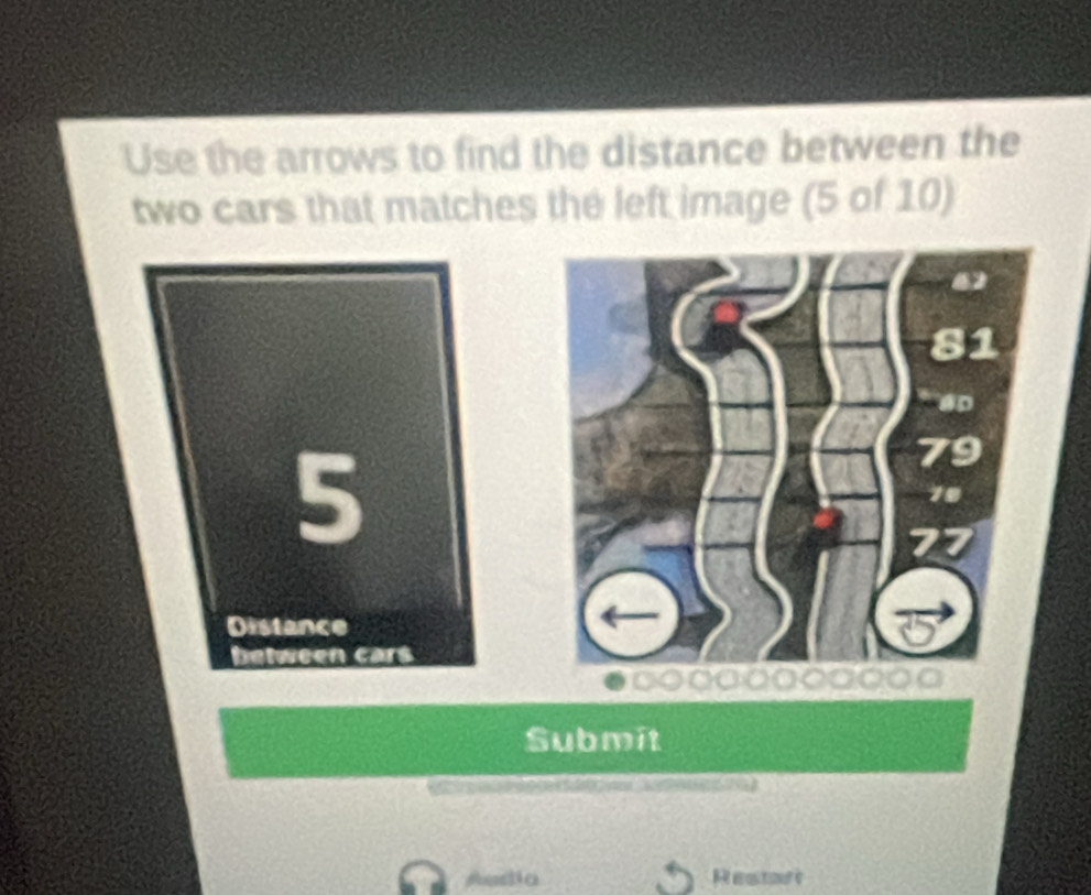 Solved: Use the arrows to find the distance between the two cars that ...