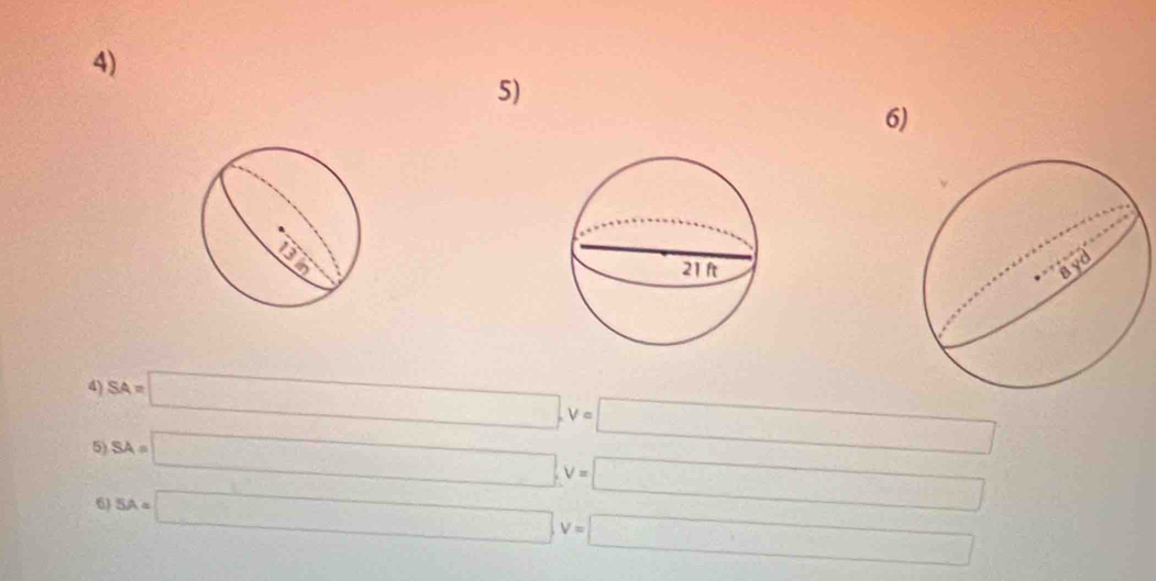 6 
4) SA=□ , v=□
5) SA=□ , v=□
6 SA=□ V=□