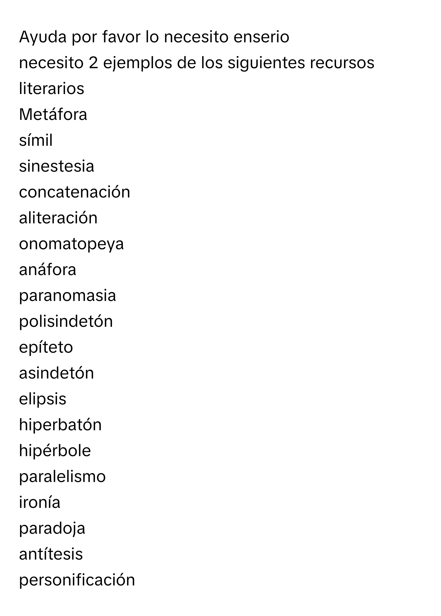 Solved: Ayuda por favor lo necesito enserio necesito 2 ejemplos de los  siguientes recursos lite [Others]