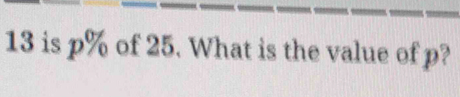 is p% of 25. What is the value of p?