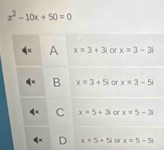 x^2-10x+50=0