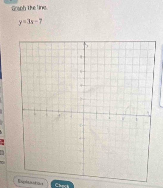 Graph the line.
y=3x-7
a 
Explanation Check