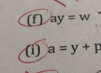 ay=w
(i) a=y+p