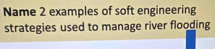 Name 2 examples of soft engineering 
strategies used to manage river flooding