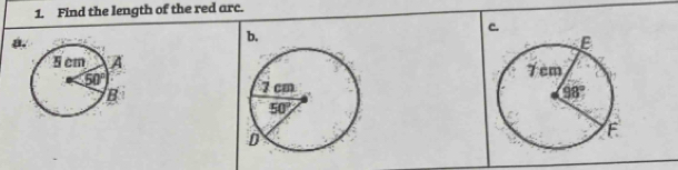 Find the length of the red arc.
a
b.
c.