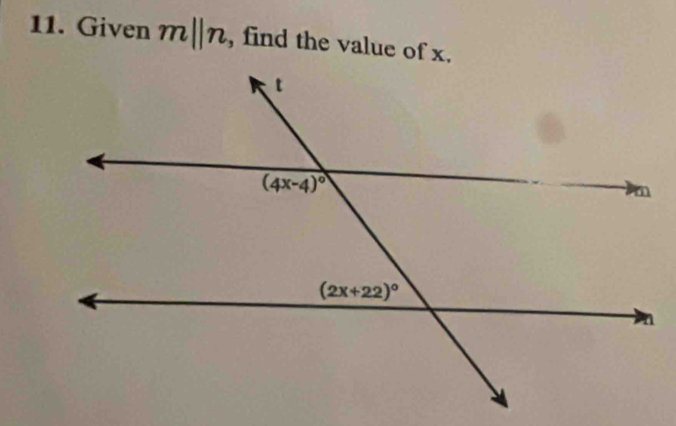 Given m||n , find the value of x.