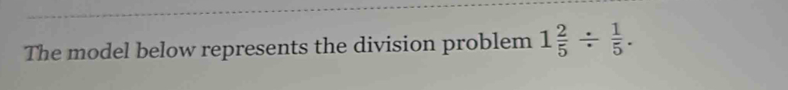 The model below represents the division problem 1 2/5 /  1/5 .