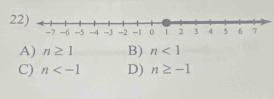 2
A) n≥ 1 B) n<1</tex>
C) n D) n≥ -1