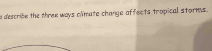 describe the three ways climate change affects tropical storms.