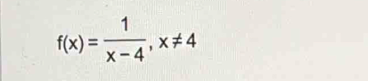 f(x)= 1/x-4 , x!= 4