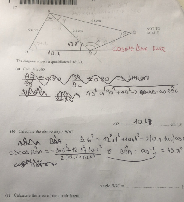 Risolto:NOT TO SCALE The diagram shows a quadrilateral ABCD. (a ...