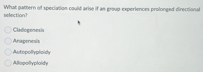 Solved: What pattern of speciation could arise if an group experiences ...