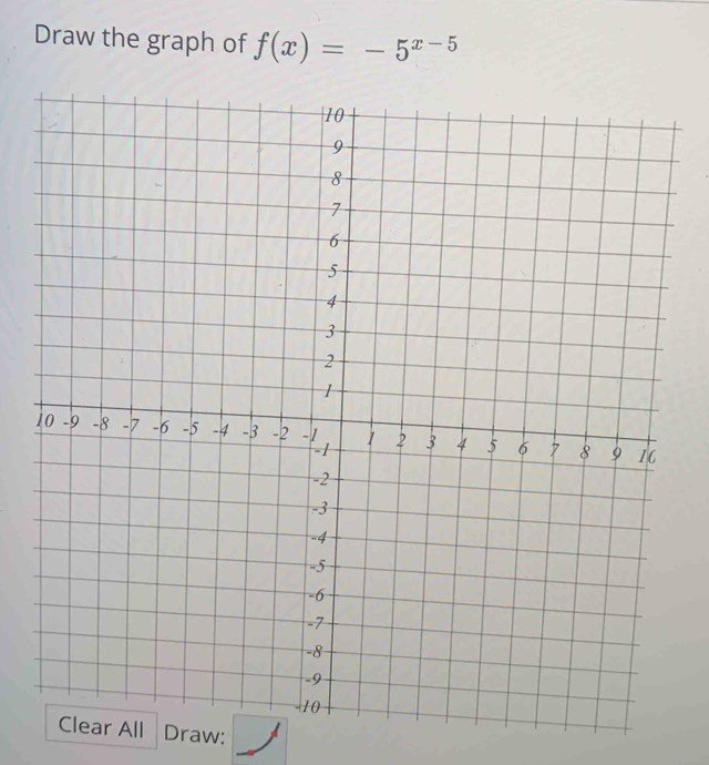 Draw the graph of f(x)=-5^(x-5)
All Draw: