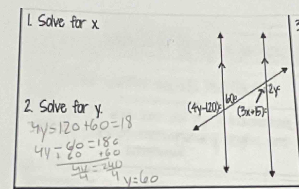 Solve for x
' 
2. Solve for y.