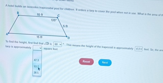 Solved: A hotel builds an isosceles trapezoidal pool for children. It ...