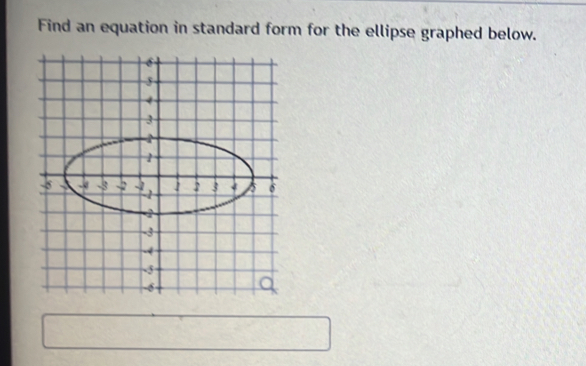 Find an equation in standard form for the ellipse graphed below.