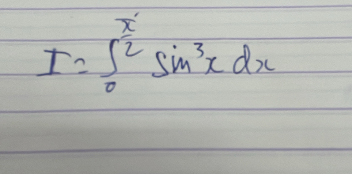 I=∈t _0^((π)e^x)sin^3xdx