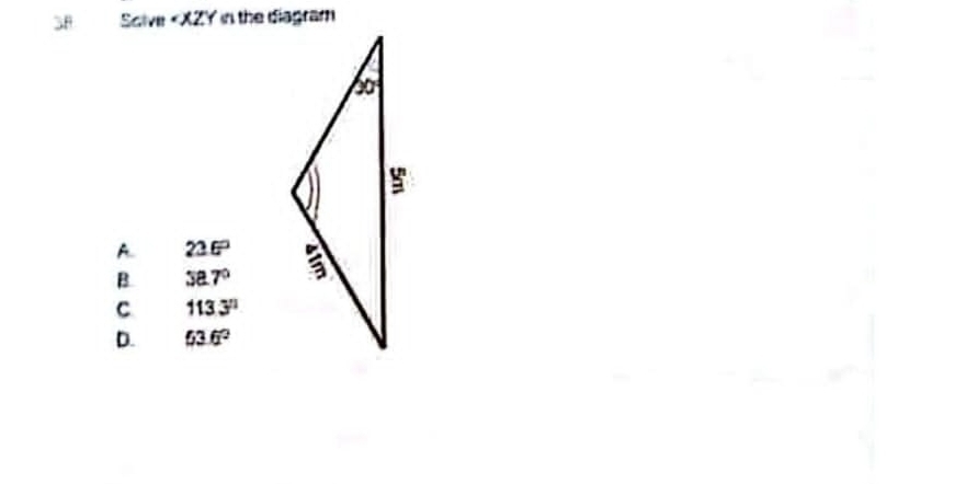 Sclve
A. 23.6°
B. 58.7°
C 113.3°
D. 53.6°