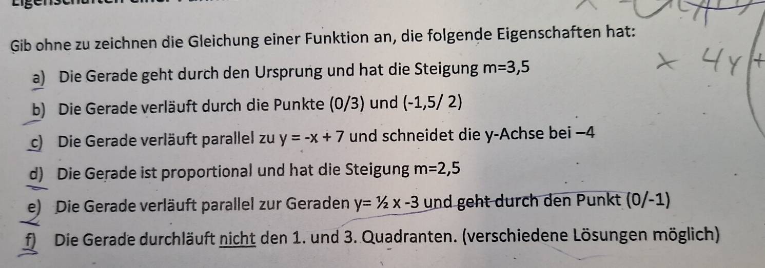 Gelöst:Gib ohne zu zeichnen die Gleichung einer Funktion an, die ...