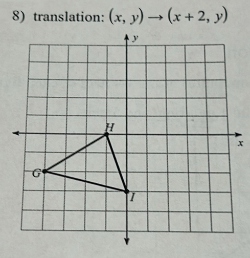 translation: (x,y)to (x+2,y)
x