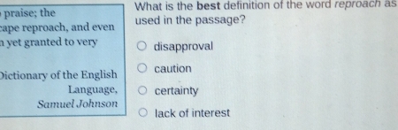 Solved: praise; the What is the best definition of the word reproach as ...
