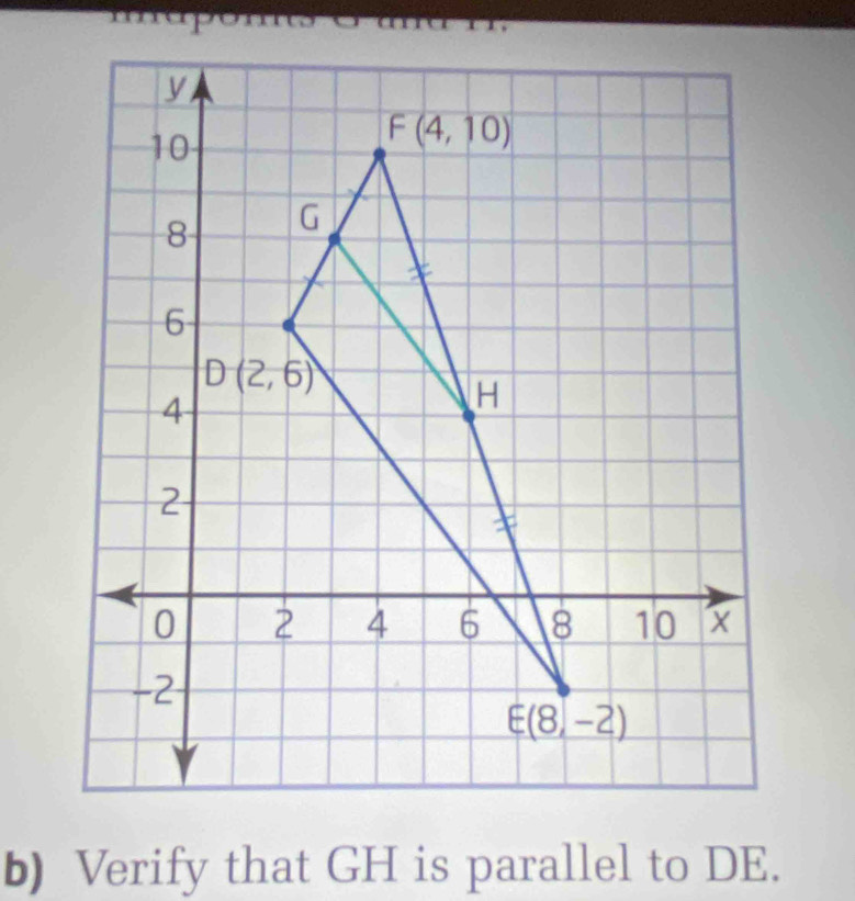 Verify that GH is parallel to DE.